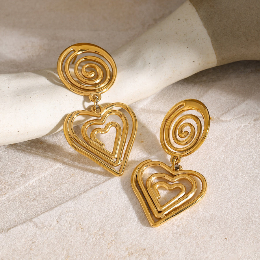 Stainless Steel Heart Earrings Gold / One Size Apparel and Accessories