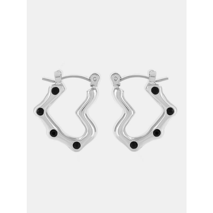 Stainless Steel Heart Earrings Silver/Black / One Size Apparel and Accessories