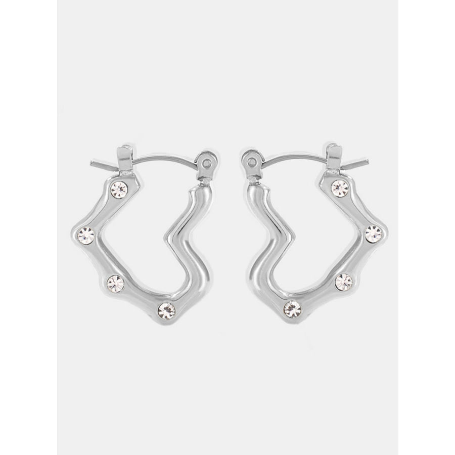 Stainless Steel Heart Earrings Silver/White / One Size Apparel and Accessories