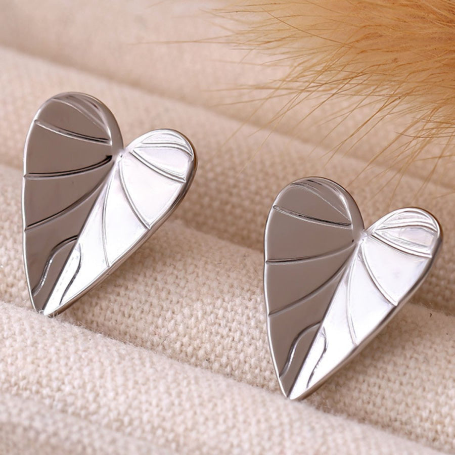 Stainless Steel Heart Leaf Stud Earring Apparel and Accessories