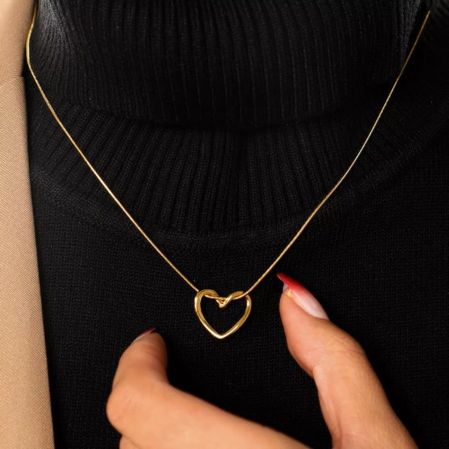 Stainless Steel Heart Necklace Gold / onesize Apparel and Accessories