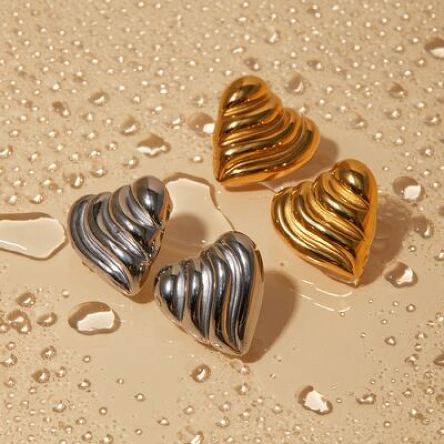 Stainless Steel Heart Shape Stud Earrings Apparel and Accessories