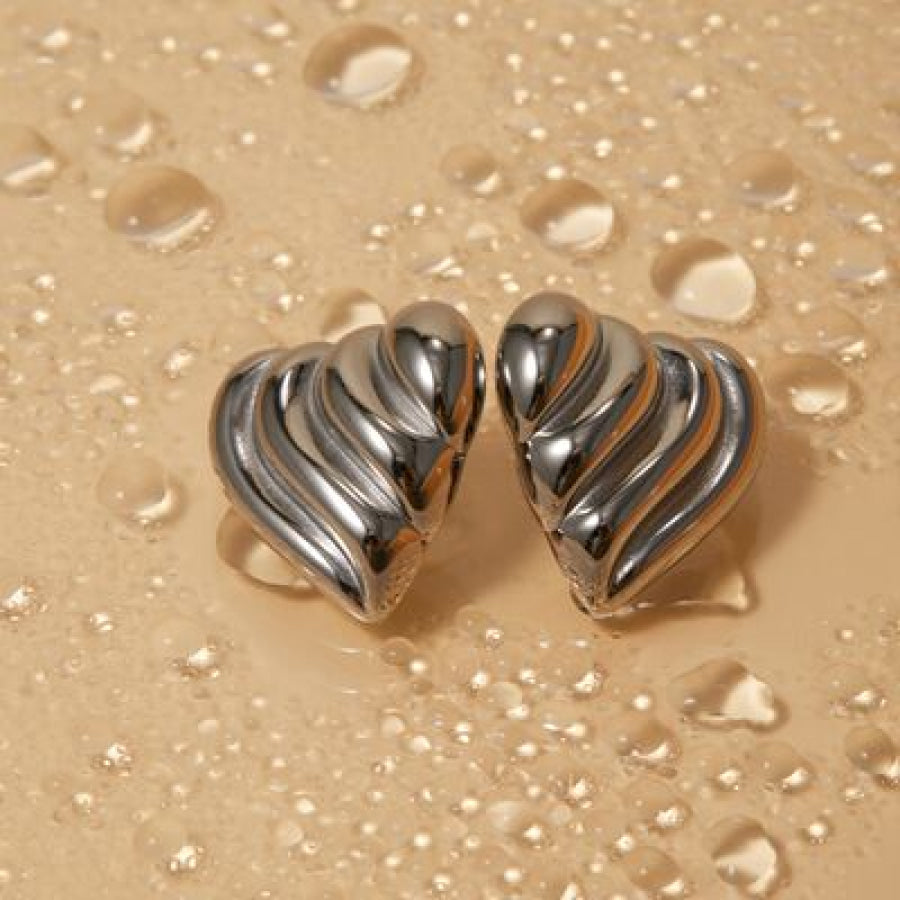 Stainless Steel Heart Shape Stud Earrings Apparel and Accessories