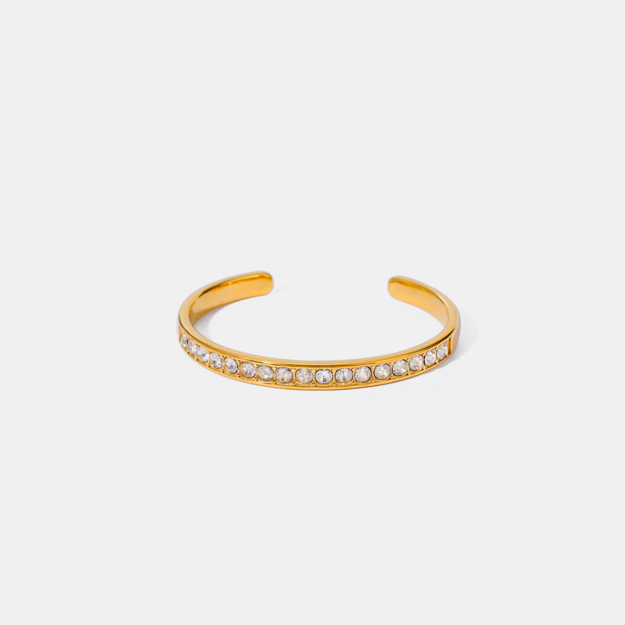 Stainless Steel Inlaid Zircon Bracelet Gold / One Size Apparel and Accessories