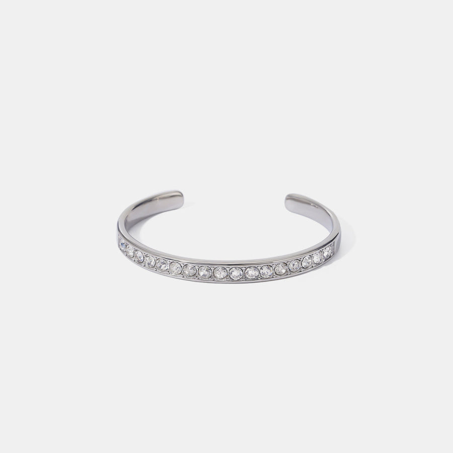 Stainless Steel Inlaid Zircon Bracelet Silver / One Size Apparel and Accessories