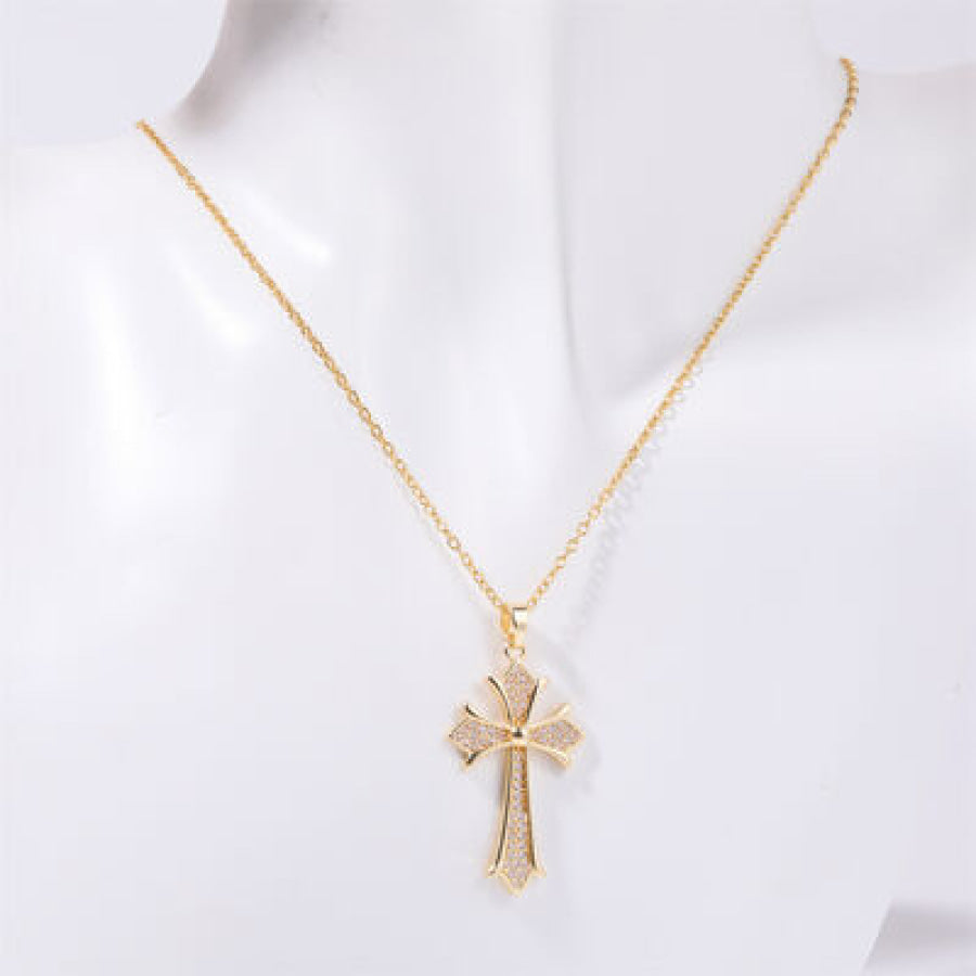 Stainless Steel Inlaid Zircon Cross Necklace Apparel and Accessories