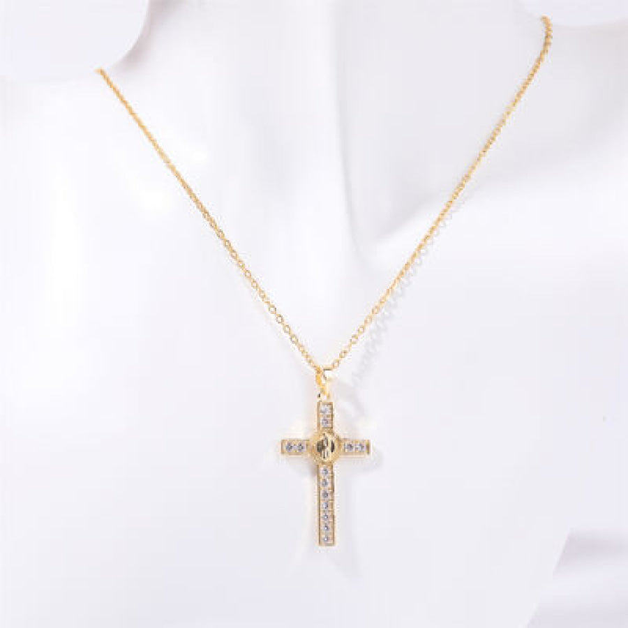 Stainless Steel Inlaid Zircon Cross Necklace Style C / One Size Apparel and Accessories