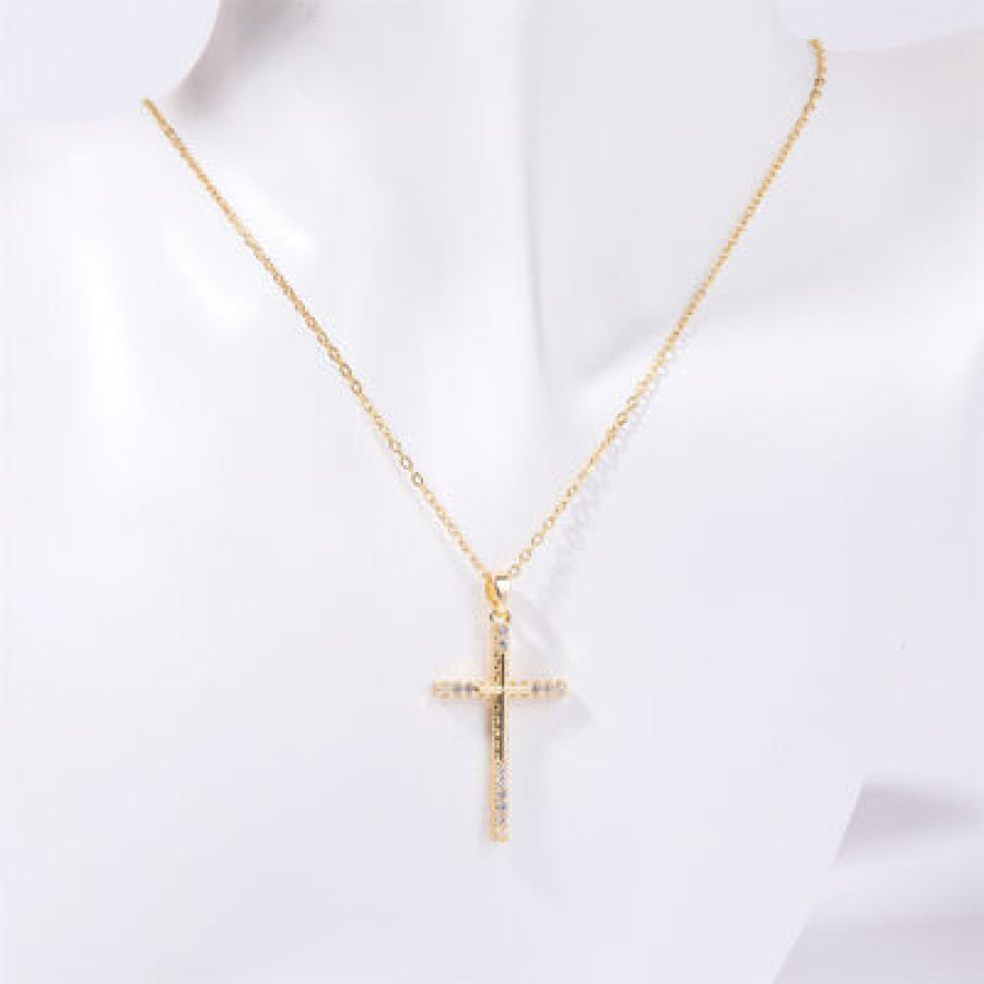 Stainless Steel Inlaid Zircon Cross Necklace Style D / One Size Apparel and Accessories
