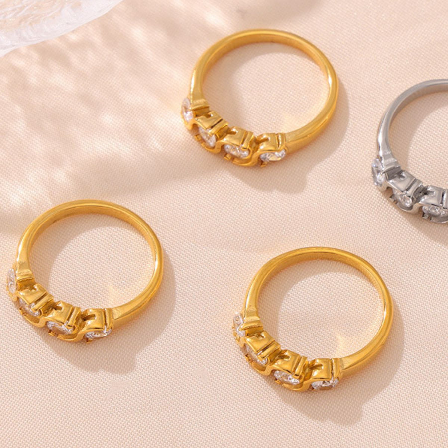 Stainless Steel Inlaid Zircon Ring Apparel and Accessories