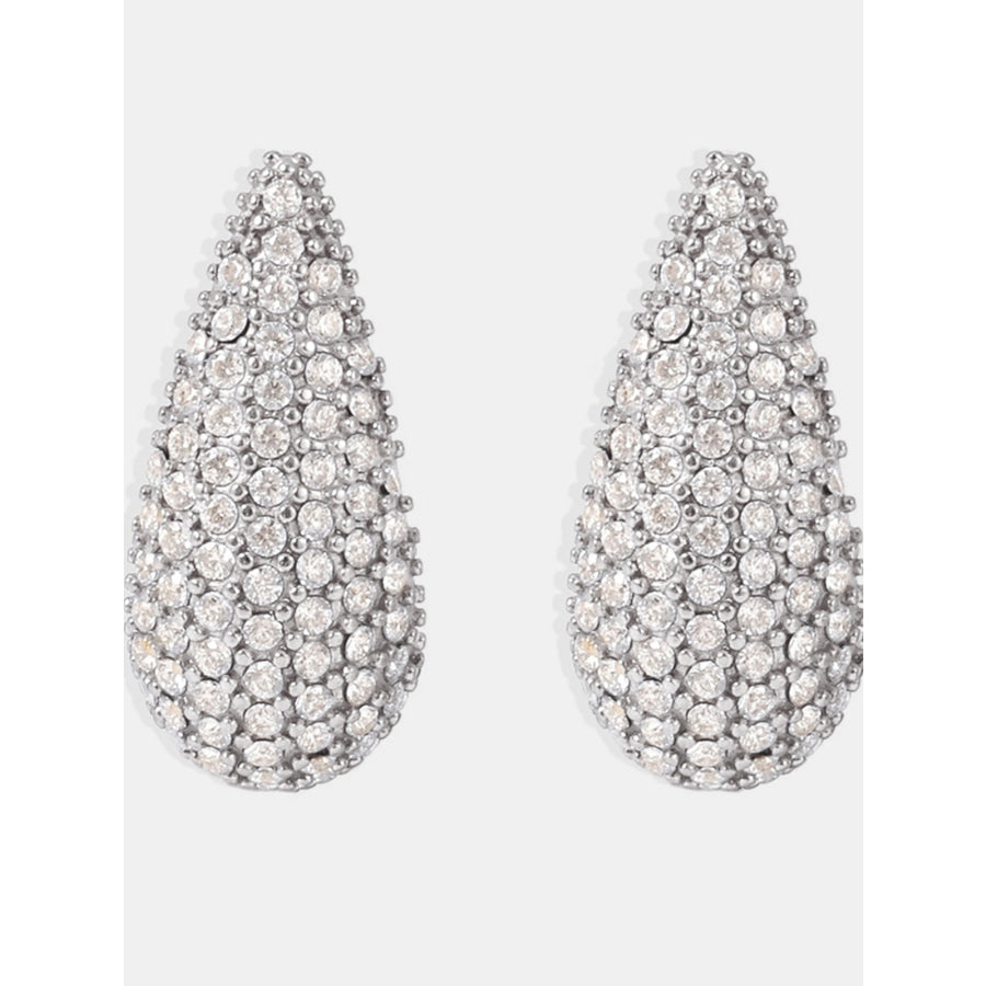 Stainless Steel Inlaid Zircon Teardrop Earrings Apparel and Accessories