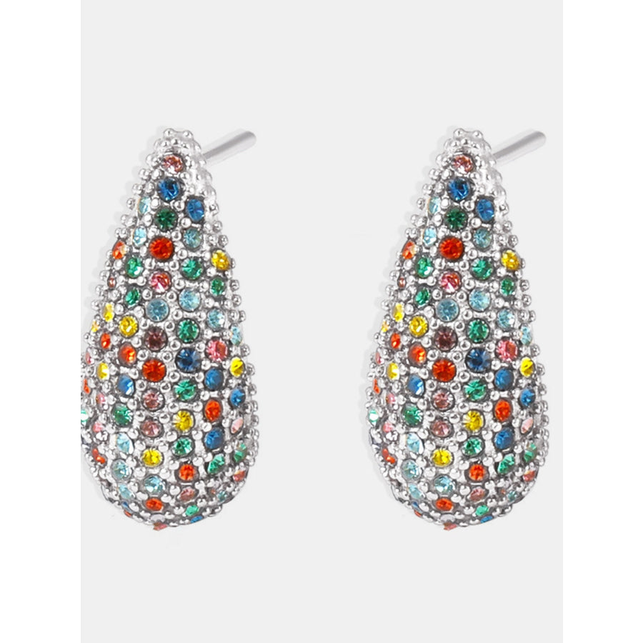 Stainless Steel Inlaid Zircon Teardrop Earrings Apparel and Accessories