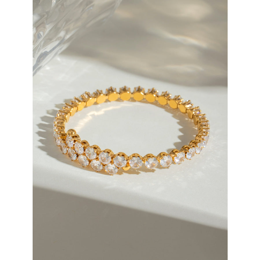 Stainless Steel Inland Zircon Bracelet Gold / One Size Apparel and Accessories