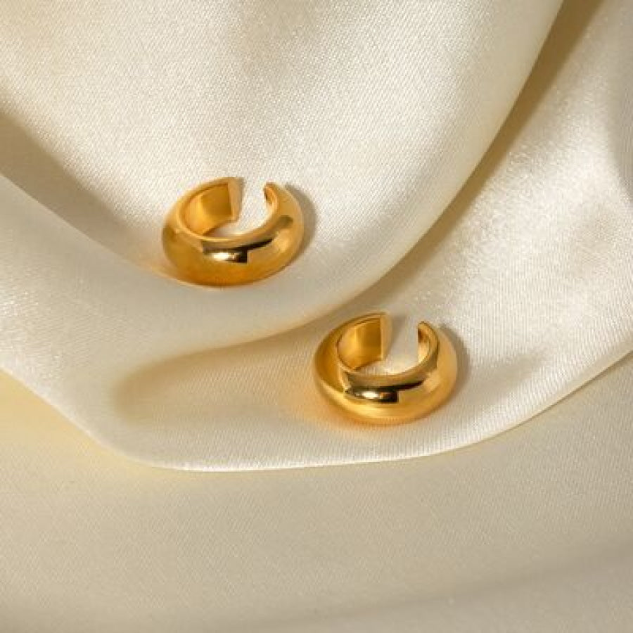 Stainless Steel Letter C Shape Clip On Earrings Gold / One Size Apparel and Accessories