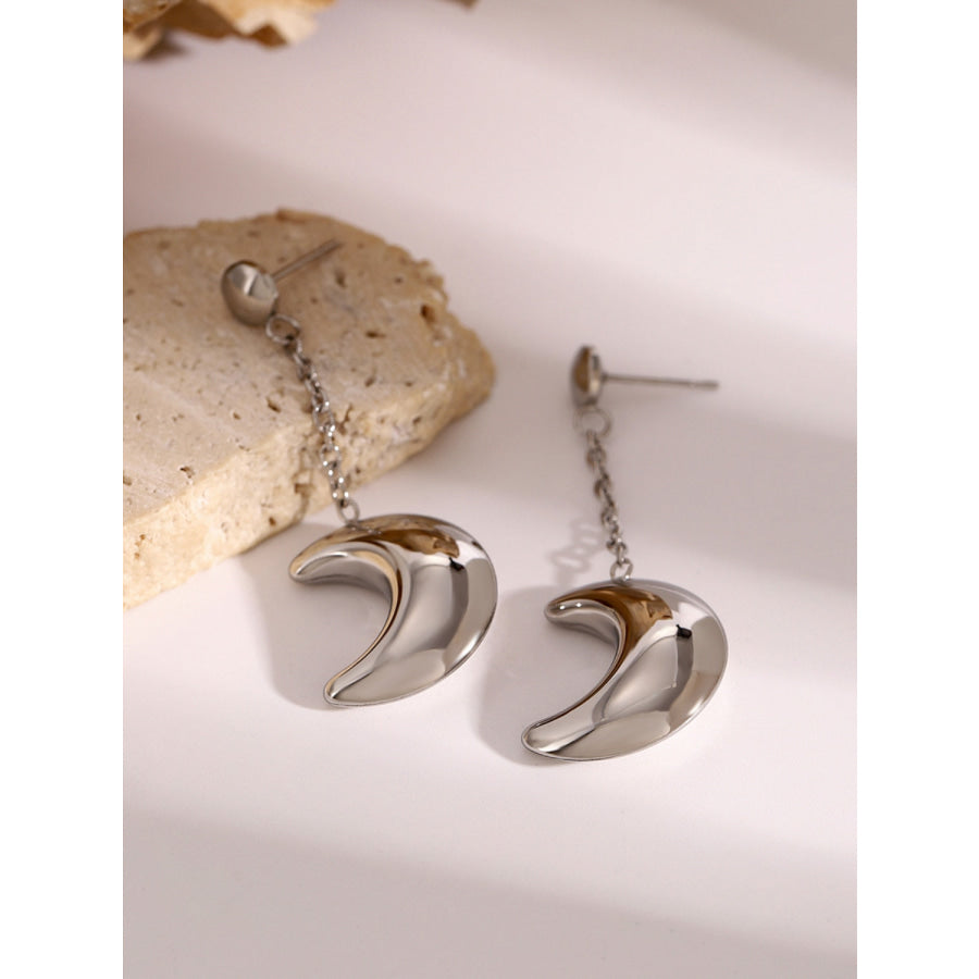 Stainless Steel Moon Dangle Earrings Apparel and Accessories