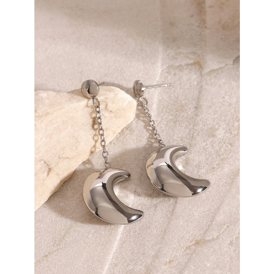 Stainless Steel Moon Dangle Earrings Apparel and Accessories