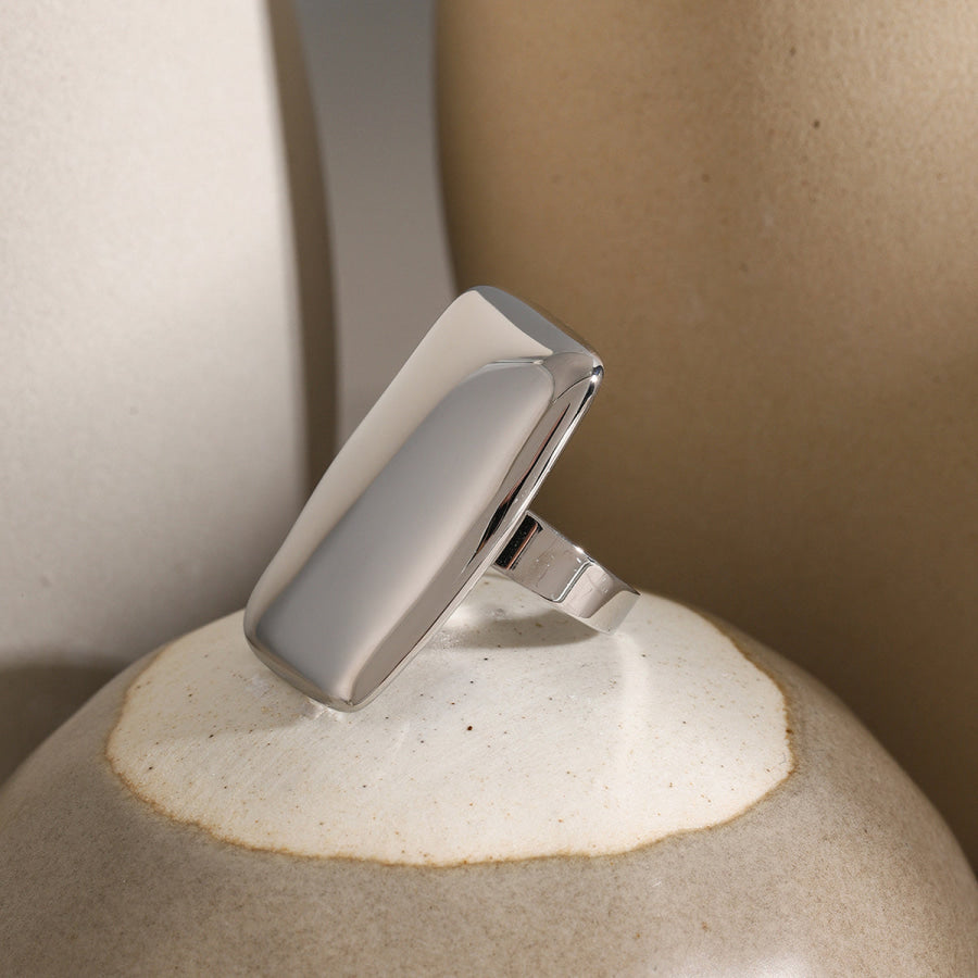 Stainless Steel Rectangle Adjustable Open Ring Apparel and Accessories