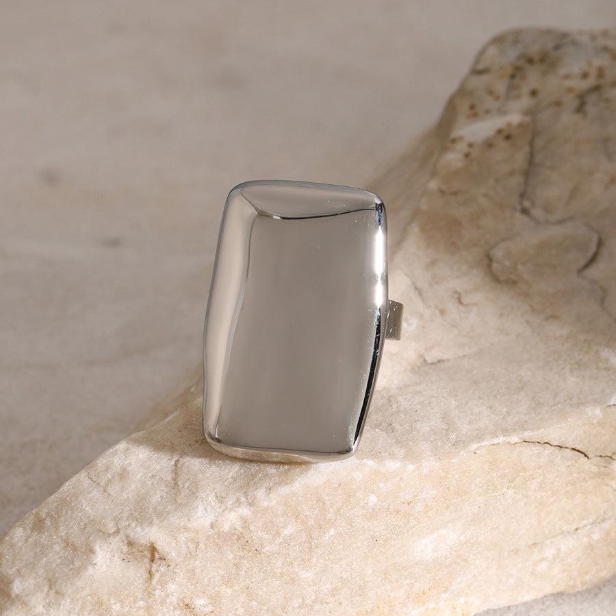 Stainless Steel Rectangle Adjustable Open Ring Apparel and Accessories