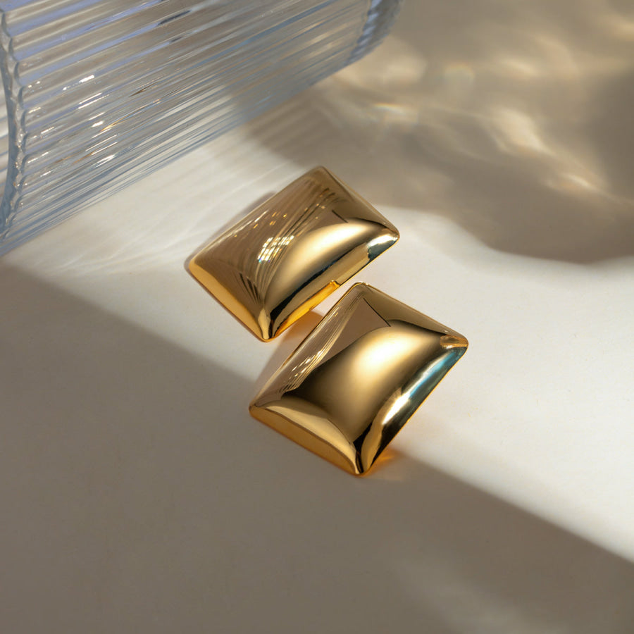 Stainless Steel Rectangular Stud Earrings Gold / One Size Apparel and Accessories