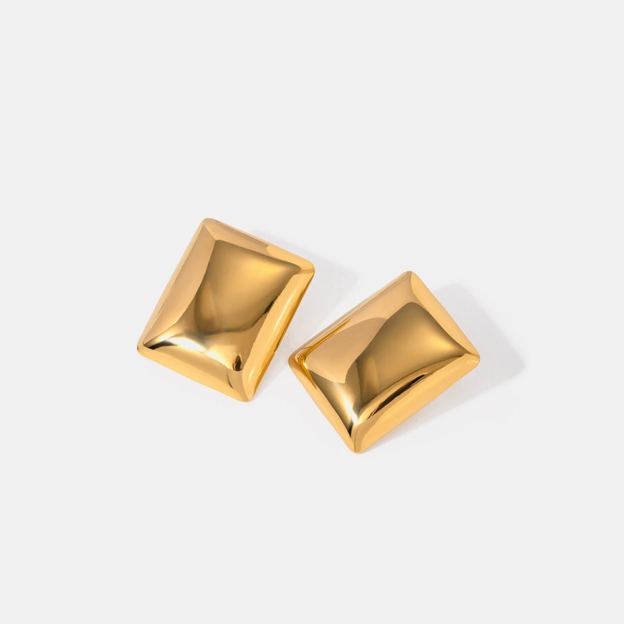 Stainless Steel Rectangular Stud Earrings Gold / One Size Apparel and Accessories