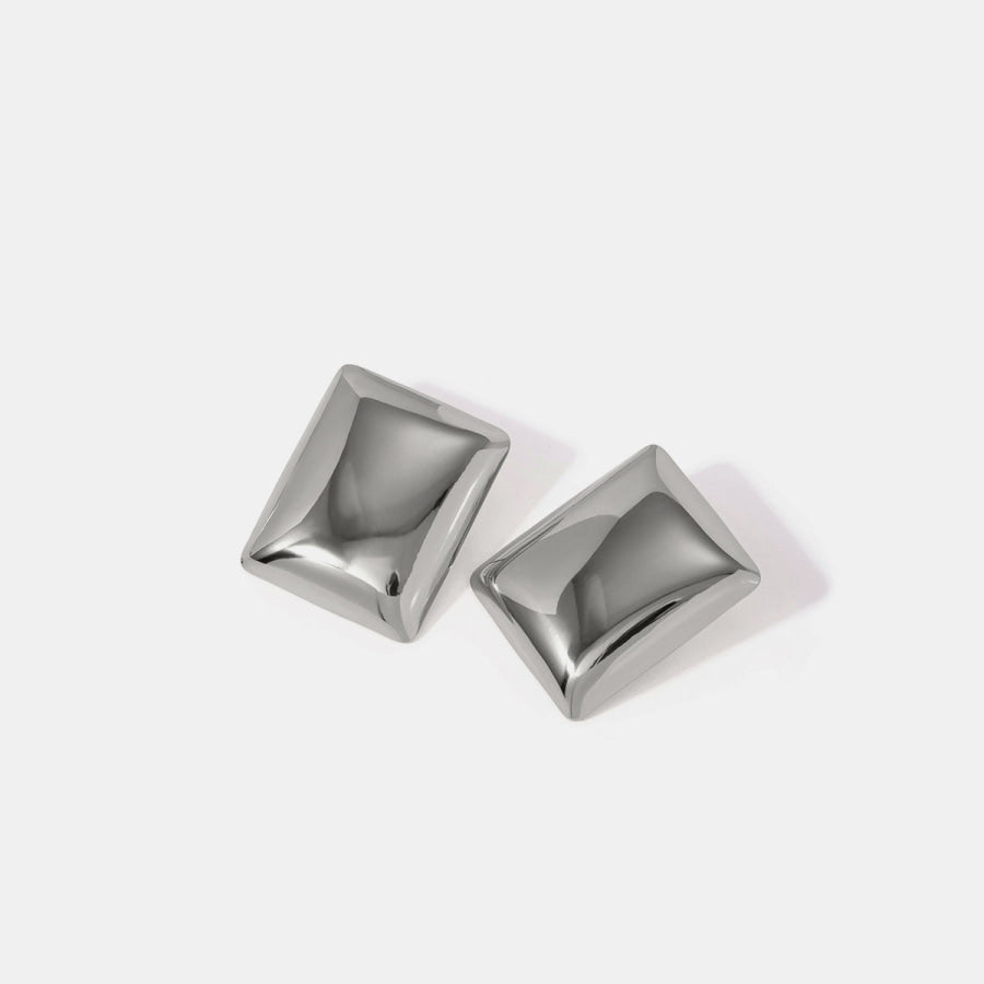 Stainless Steel Rectangular Stud Earrings Silver / One Size Apparel and Accessories