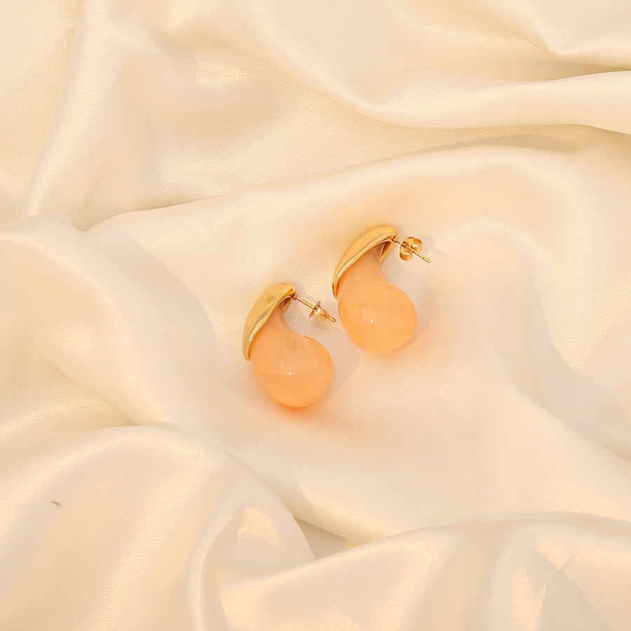 Stainless Steel Resin Geometric Shape Earrings Tangerine / One Size Apparel and Accessories