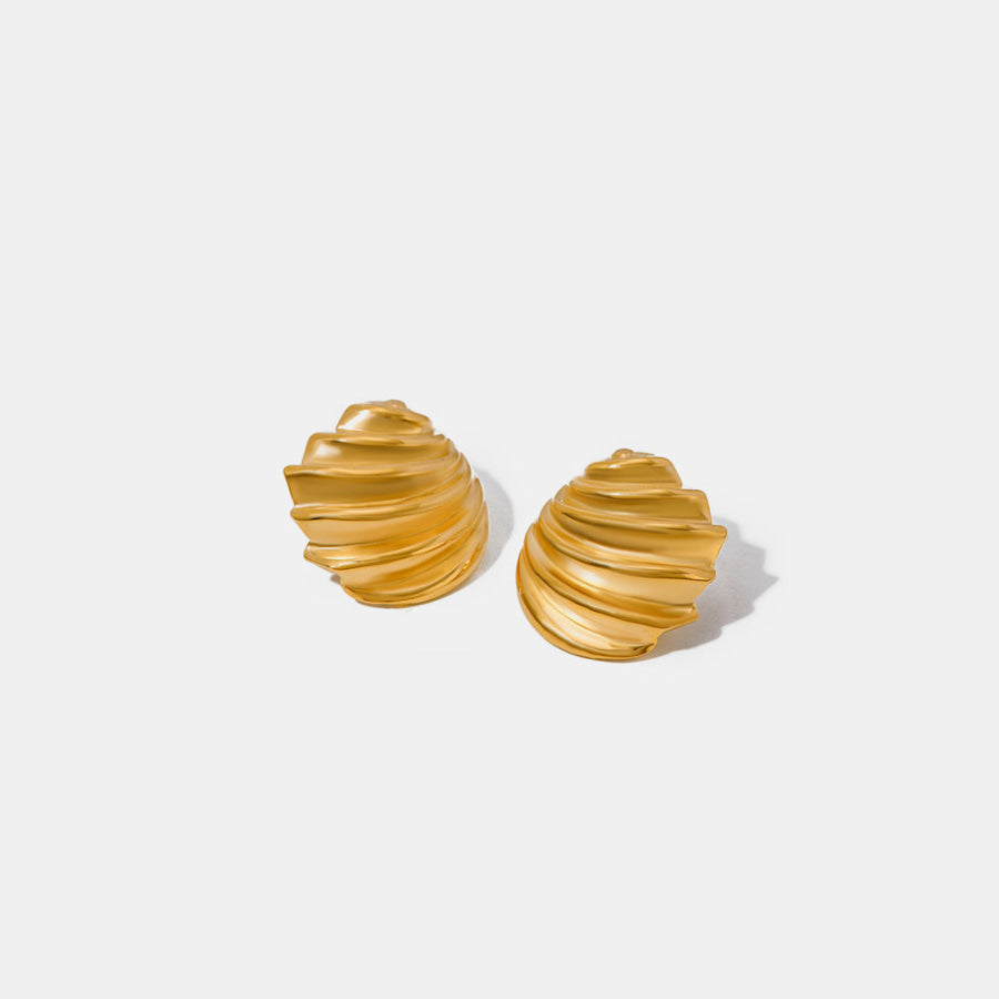 Stainless Steel Shell Shape Stud Earrings Gold / One Size Apparel and Accessories