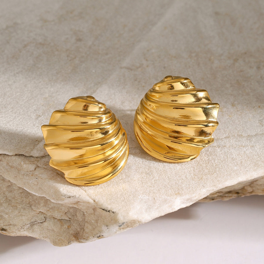 Stainless Steel Shell Shape Stud Earrings Gold / One Size Apparel and Accessories