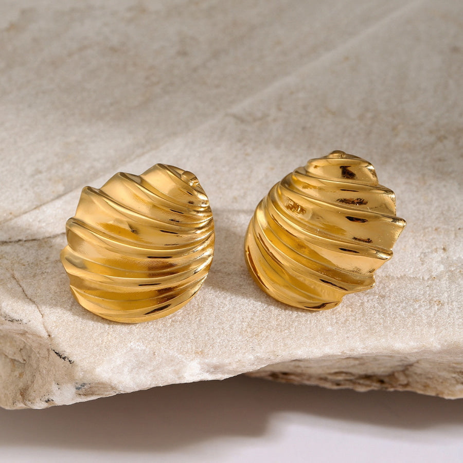 Stainless Steel Shell Shape Stud Earrings Gold / One Size Apparel and Accessories