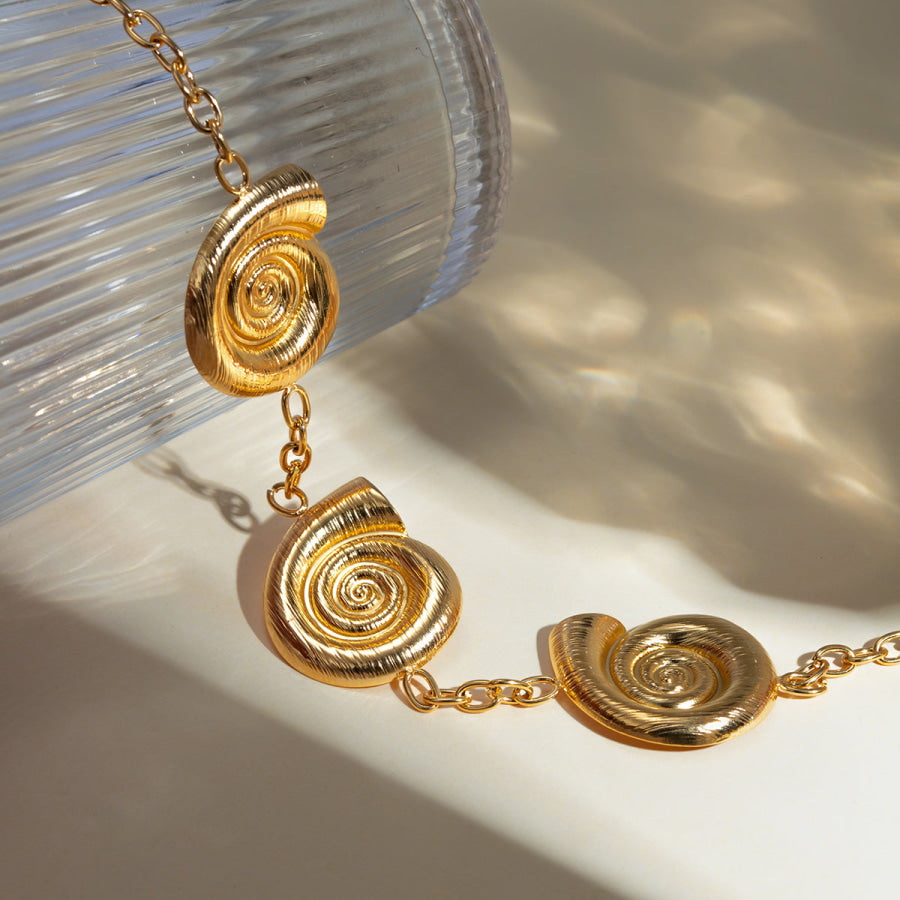 Stainless Steel Spiral Charm Necklace Gold / One Size Apparel and Accessories