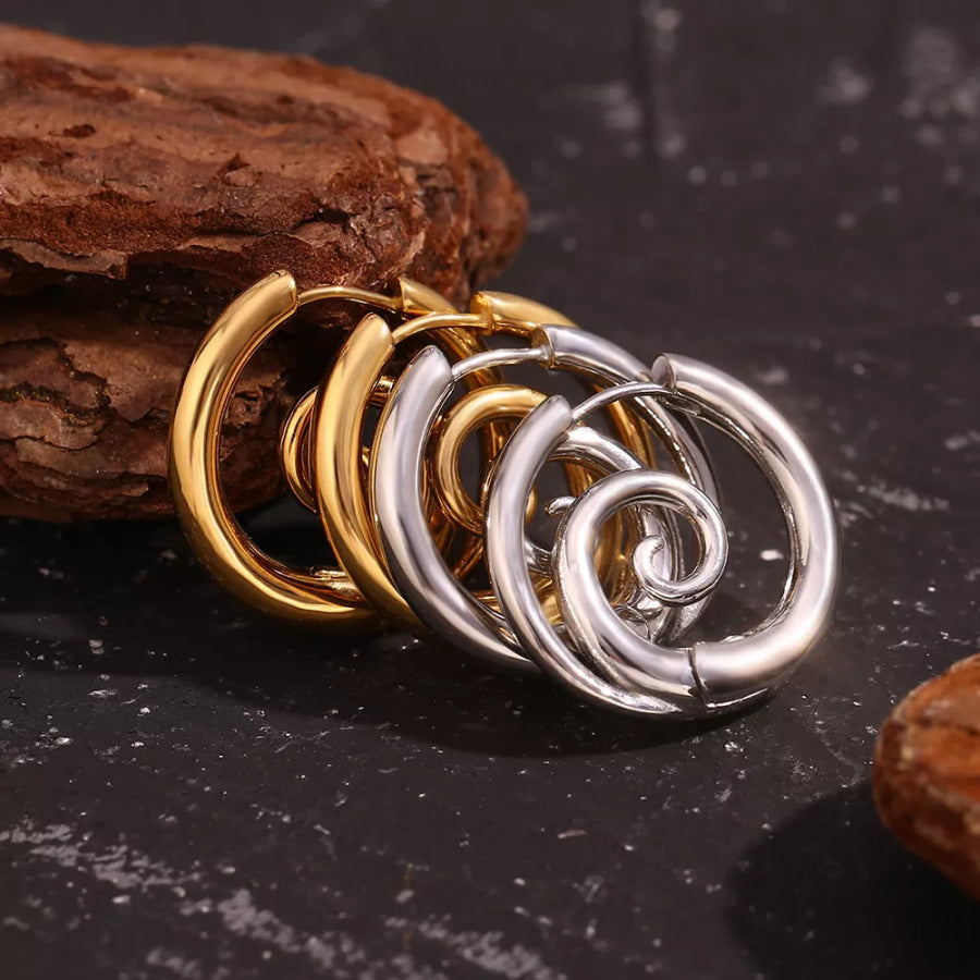 Stainless Steel Spiral Hoop Earrings Apparel and Accessories