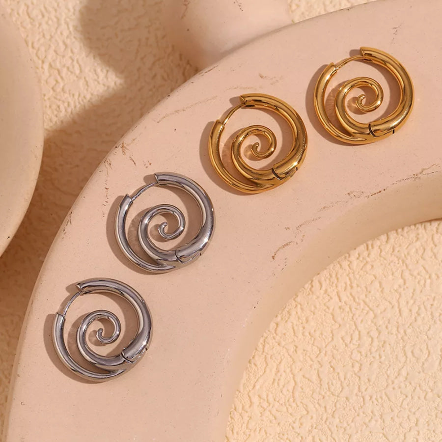 Stainless Steel Spiral Hoop Earrings Apparel and Accessories
