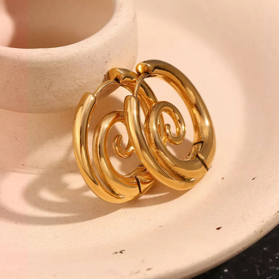 Stainless Steel Spiral Hoop Earrings Apparel and Accessories