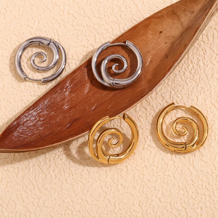Stainless Steel Spiral Hoop Earrings Apparel and Accessories