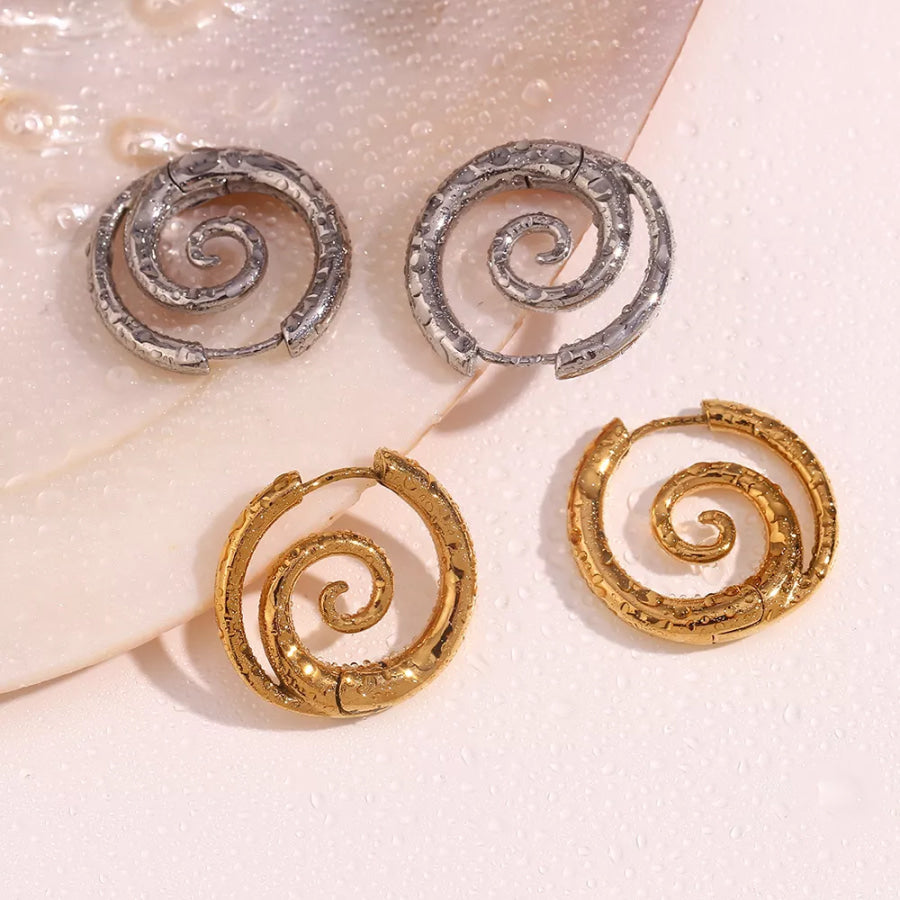 Stainless Steel Spiral Hoop Earrings Apparel and Accessories