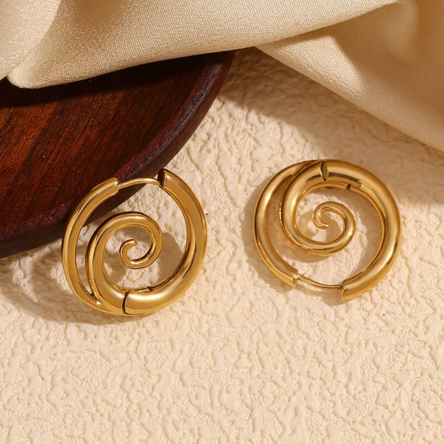 Stainless Steel Spiral Hoop Earrings Apparel and Accessories
