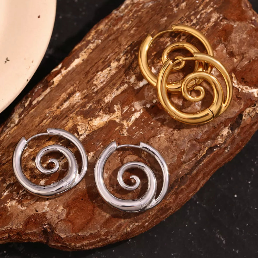 Stainless Steel Spiral Hoop Earrings Gold / onesize Apparel and Accessories