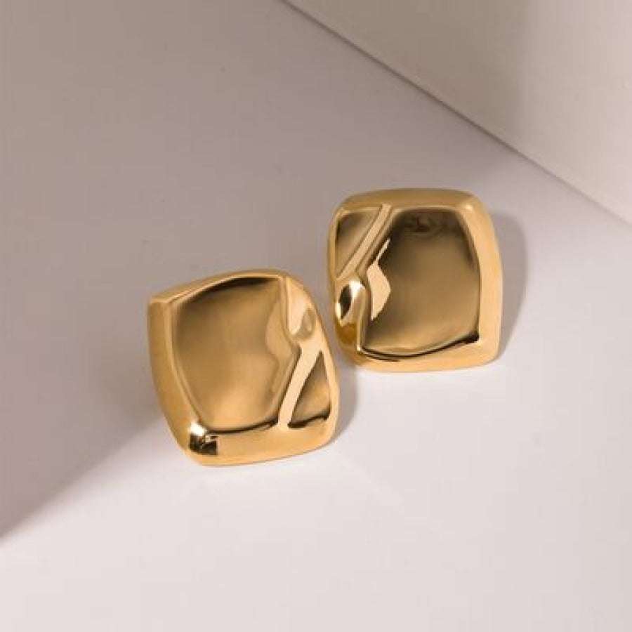 Stainless Steel Square Stud Earrings Gold / One Size Apparel and Accessories