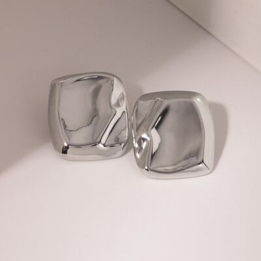 Stainless Steel Square Stud Earrings Silver / One Size Apparel and Accessories