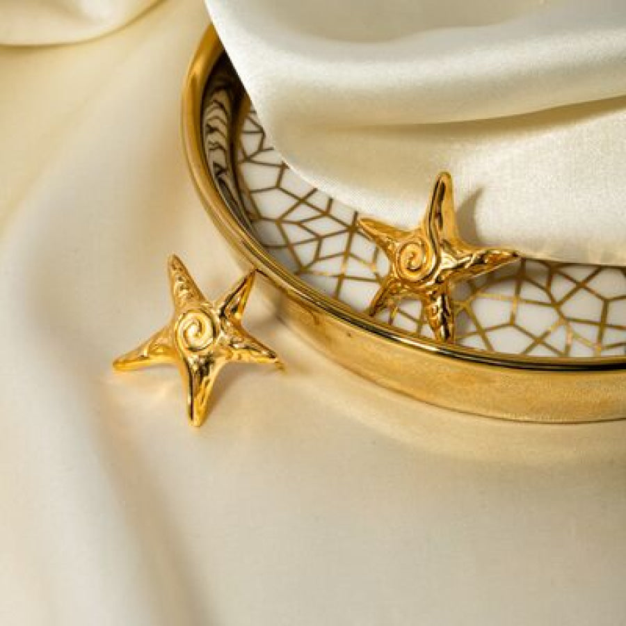 Stainless Steel Star Shape Earrings Gold / One Size Apparel and Accessories