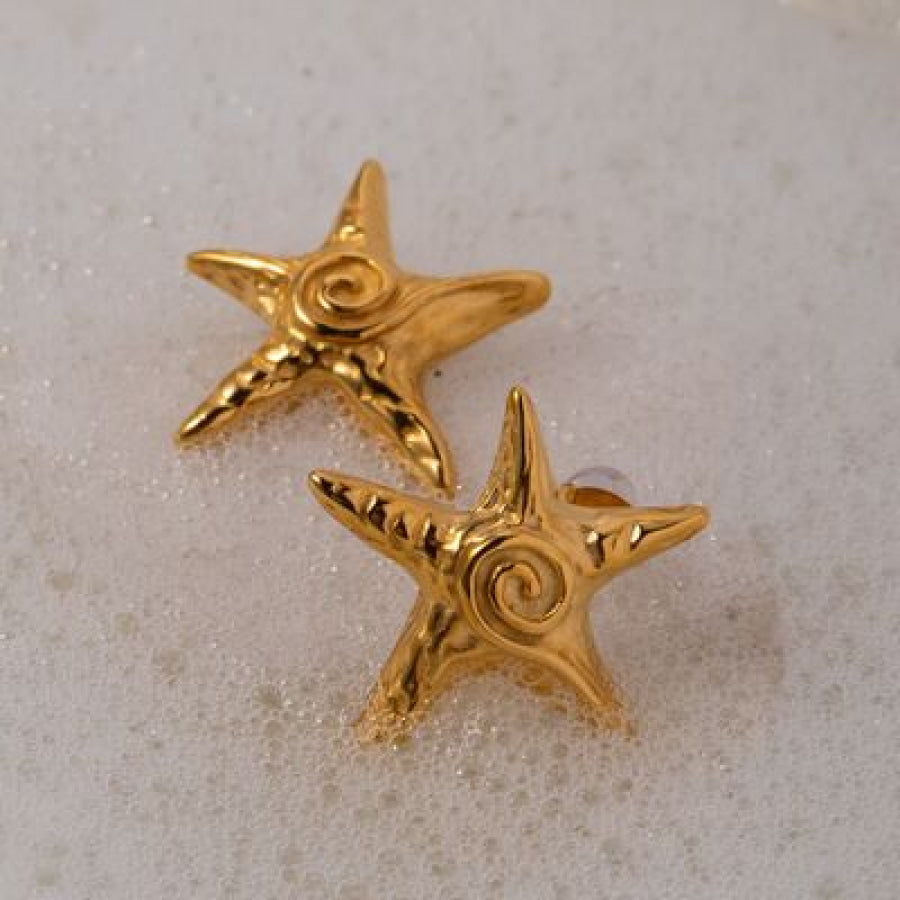 Stainless Steel Star Shape Earrings Gold / One Size Apparel and Accessories