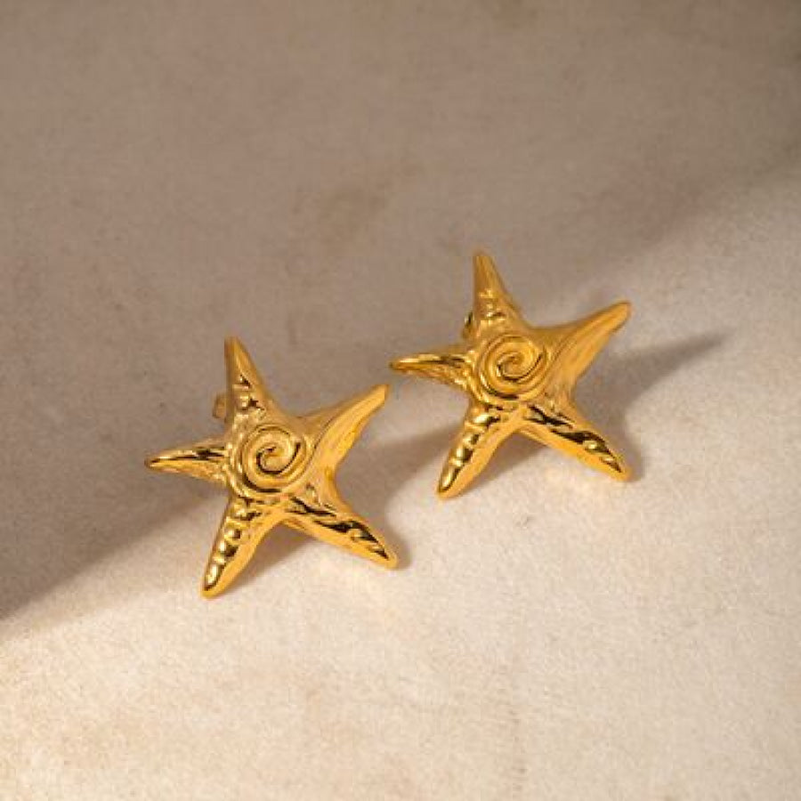 Stainless Steel Star Shape Earrings Gold / One Size Apparel and Accessories