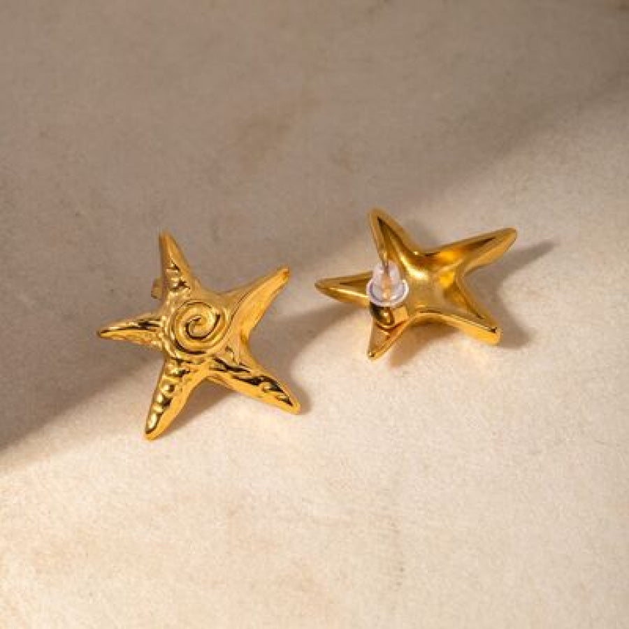 Stainless Steel Star Shape Earrings Gold / One Size Apparel and Accessories