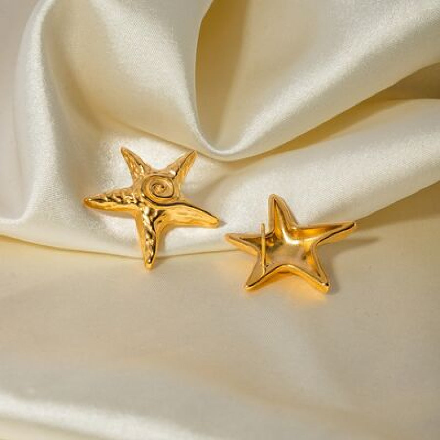 Stainless Steel Star Shape Earrings Gold / One Size Apparel and Accessories