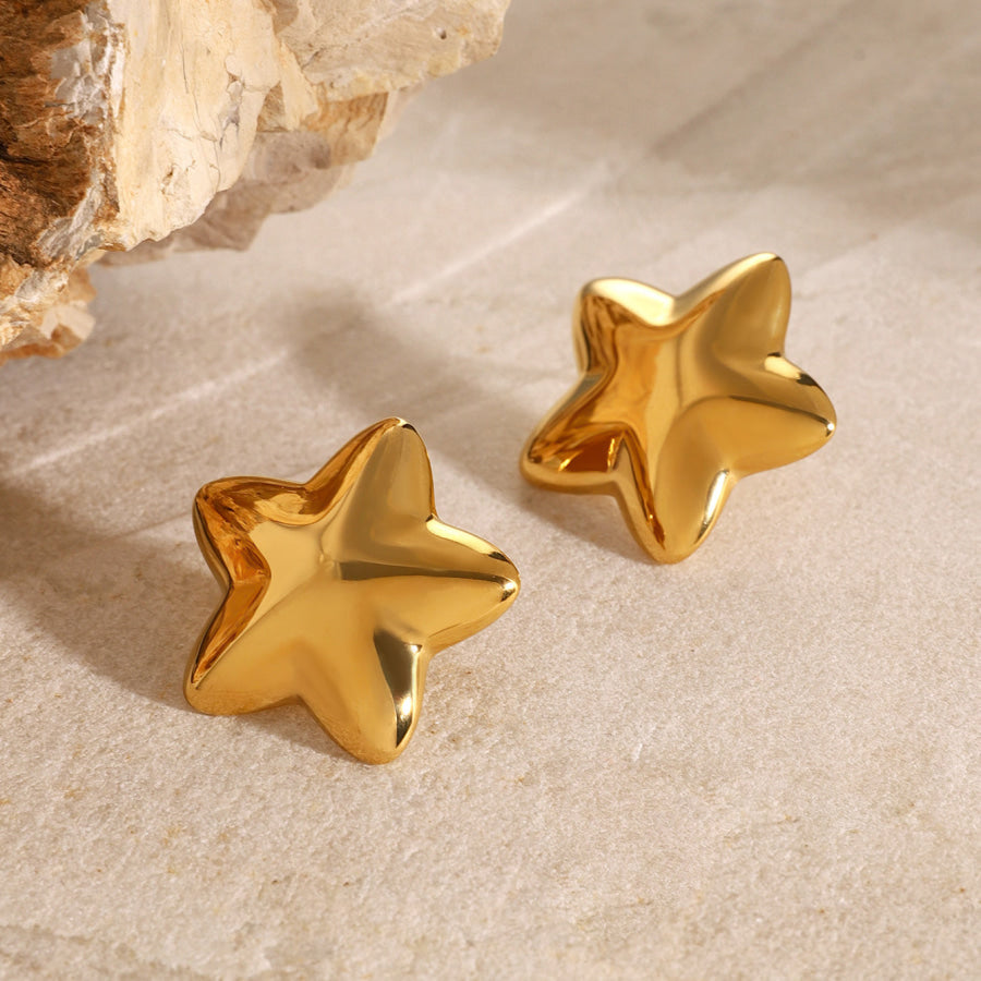 Stainless Steel Star Stud Earrings Gold / One Size Apparel and Accessories