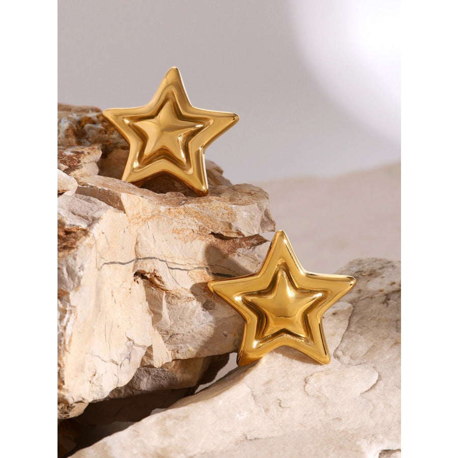 Stainless Steel Star Stud Earrings Apparel and Accessories