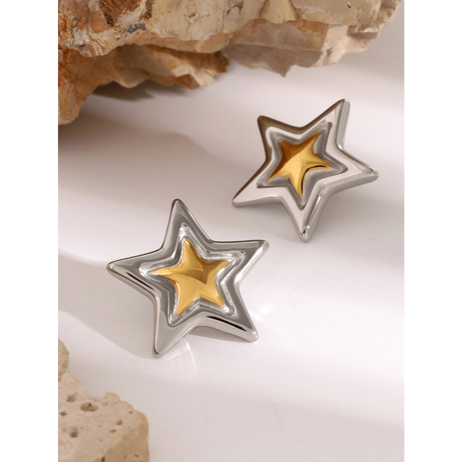 Stainless Steel Star Stud Earrings Apparel and Accessories