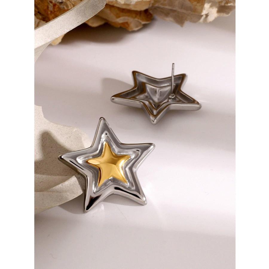 Stainless Steel Star Stud Earrings Apparel and Accessories