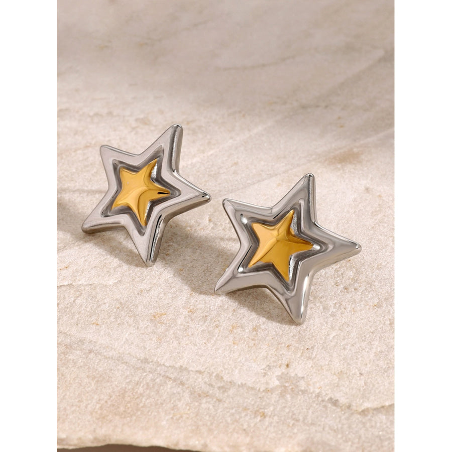 Stainless Steel Star Stud Earrings Apparel and Accessories