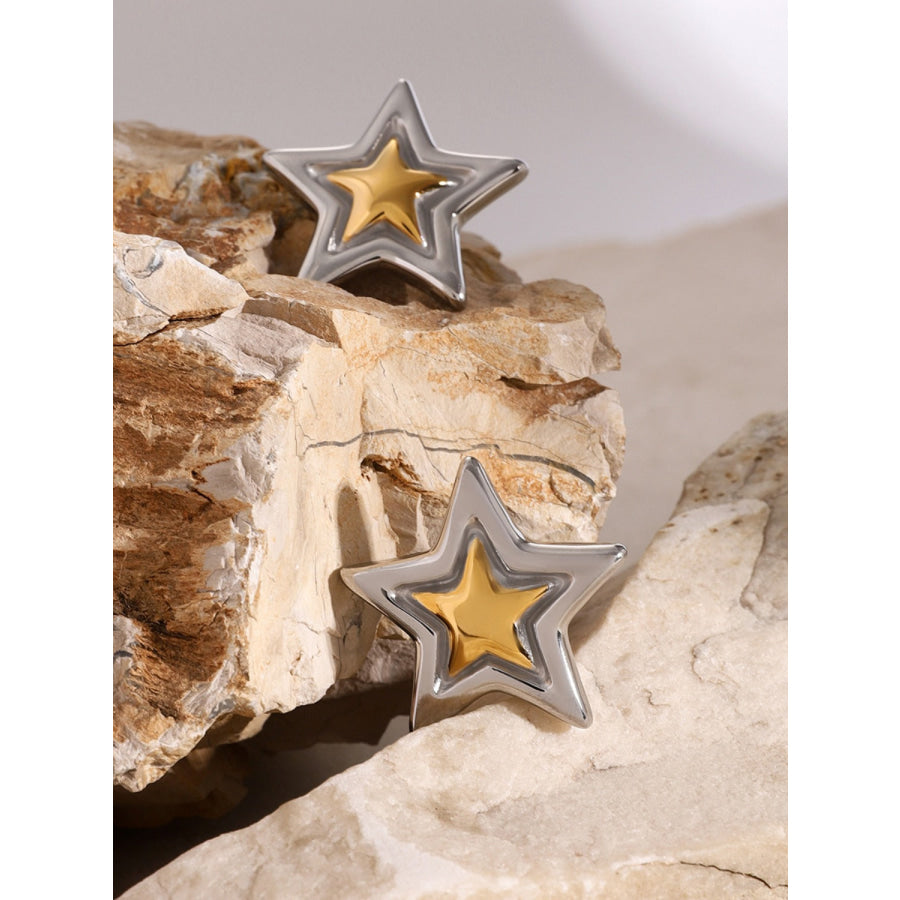 Stainless Steel Star Stud Earrings Apparel and Accessories