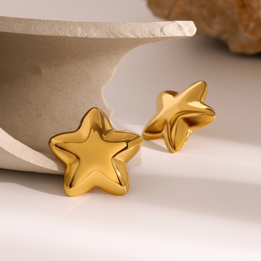 Stainless Steel Star Stud Earrings Apparel and Accessories